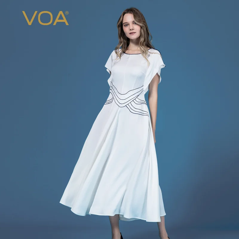 VOA White Party Long Dress Women Elegant Ladies 100% Heavy Silk Dresses Luxury Short Sleeve vestidos sukienki jurken A10162
VOA White Party Long Dress Women Elegant Ladies 100% Heavy Silk Dresses Luxury Short Sleeve vestidos sukienki jurken A10162