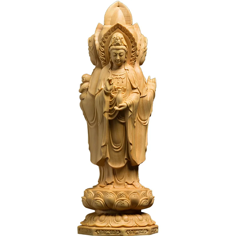Three-Faced Kuanyin Statue: Thailand Religious Wood Craftsmanship - Unique Buddha Desk Ornament Elevating Home Interior Decor
Three-Faced Kuanyin Statue: Thailand Religious Wood Craftsmanship - Unique Buddha Desk Ornament Elevating Home Interior Decor