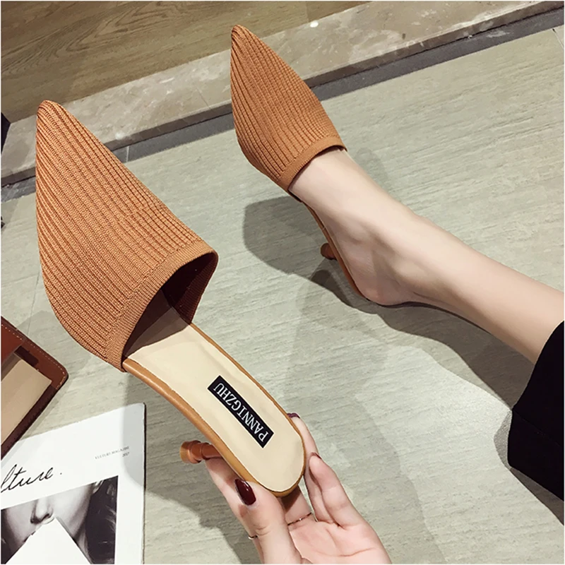 2019Elastic Knitted female weave mules pointy high heels shoes woman stiletto famous brand ladies summer elegant slippers slides
2019Elastic Knitted female weave mules pointy high heels shoes woman stiletto famous brand ladies summer elegant slippers slides