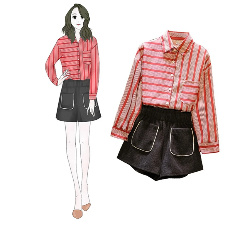 SexeMara fashion New loose and thin Striped long-sleeved shirt + shorts two-piece Free shipping
SexeMara fashion New loose and thin Striped long-sleeved shirt + shorts two-piece Free shipping