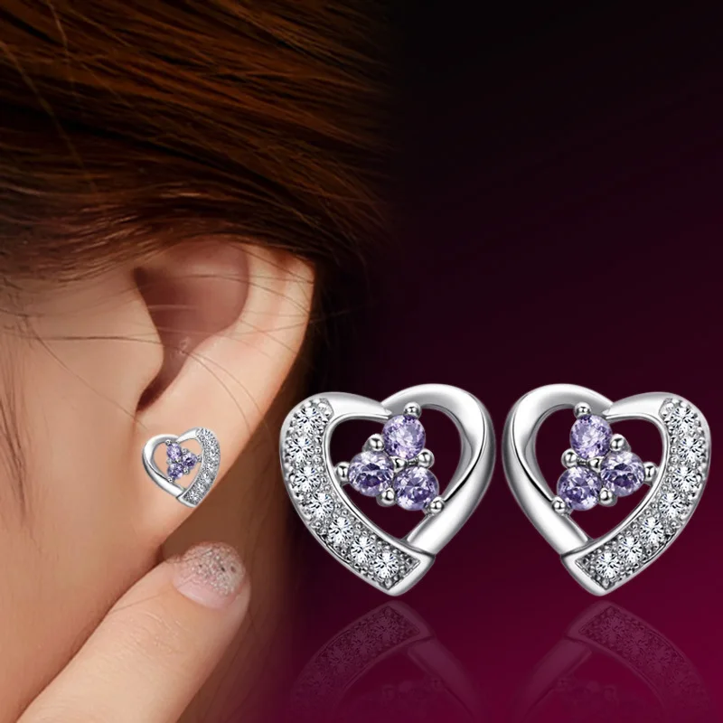 100% 925 sterling silver wholesale shiny purple crystal female stud earrings jewelry Anti allergy women wedding gift cheap
100% 925 sterling silver wholesale shiny purple crystal female stud earrings jewelry Anti allergy women wedding gift cheap
