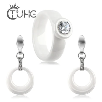 Big Carat Rhinestone Ceramic Rings Stud Earrings Jewelry Set For Women 6mm Smooth Elegant White Ceramic Finger Rings Ear Jewelry
Big Carat Rhinestone Ceramic Rings Stud Earrings Jewelry Set For Women 6mm Smooth Elegant White Ceramic Finger Rings Ear Jewelry