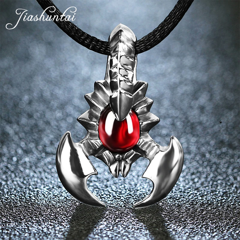 

JIASHUNTAI Trendy Real 925 Silver Sterling Scorpion Pendant Necklace Red Garnet Gemstone Fine Jewelry For Women And Men Lvoers