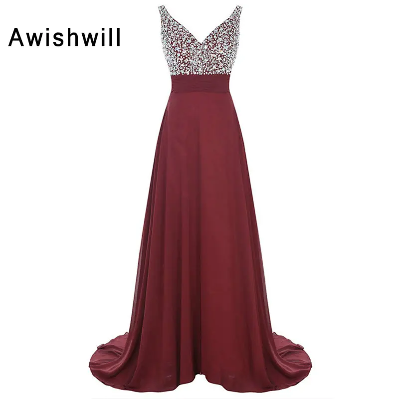 Real Photo Long Prom Dress With Beadings V-neck Sleeveless Chiffon Women Formal Gown Elegant Evening Dress Plus Size
Real Photo Long Prom Dress With Beadings V-neck Sleeveless Chiffon Women Formal Gown Elegant Evening Dress Plus Size