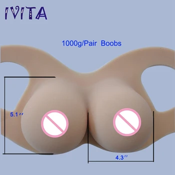 

IVITA 1000g Beige Realistic Silicone Breast Forms False Breast Boobs For Crossdresser Transgender Shemale Drag-Queen Enhancer