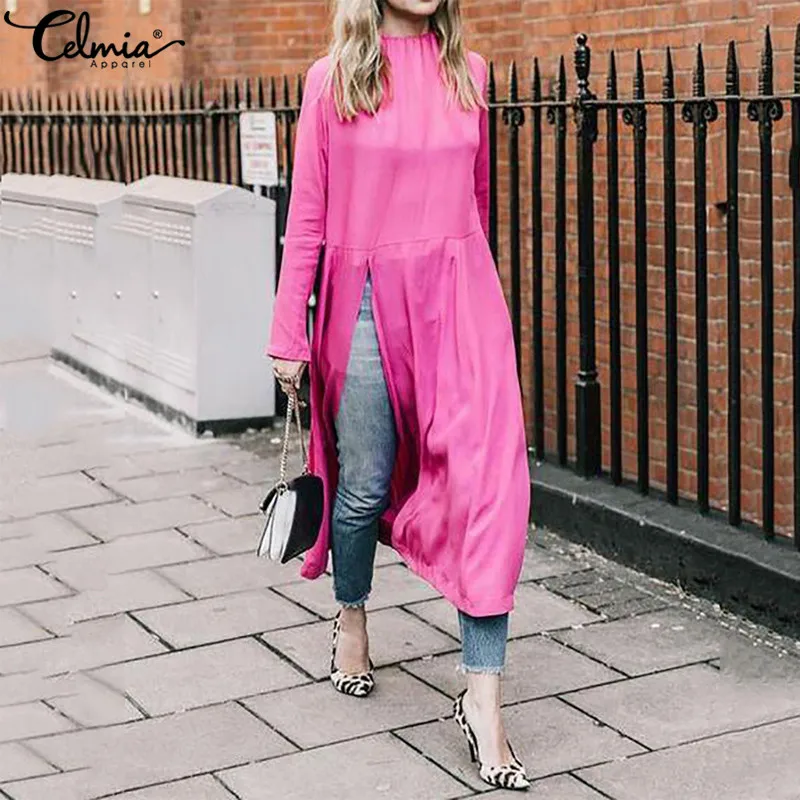 Plus Size 2019 Celmia Women Tops and Blouses Vintage Long Shirts Solid Casual Long Sleeve Loose High Split Party Blusas Feminina
Plus Size 2019 Celmia Women Tops and Blouses Vintage Long Shirts Solid Casual Long Sleeve Loose High Split Party Blusas Feminina