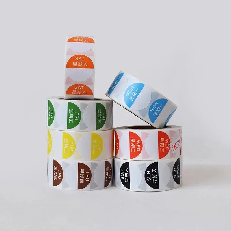 Removable Food Stickers, Round, 25mm diameter, 500pcs per roll, Monday, Tuesday, Wed, Thursday, Friday, Sat, Sunday stickers
Removable Food Stickers, Round, 25mm diameter, 500pcs per roll, Monday, Tuesday, Wed, Thursday, Friday, Sat, Sunday stickers