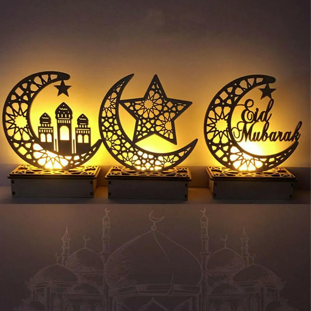 LED Wooden Eid Mubarak Plaque Moon Star Ramadan Ornament Muslim Decor Pendant Islam Muslim LED Candles Light Party Supplies
LED Wooden Eid Mubarak Plaque Moon Star Ramadan Ornament Muslim Decor Pendant Islam Muslim LED Candles Light Party Supplies