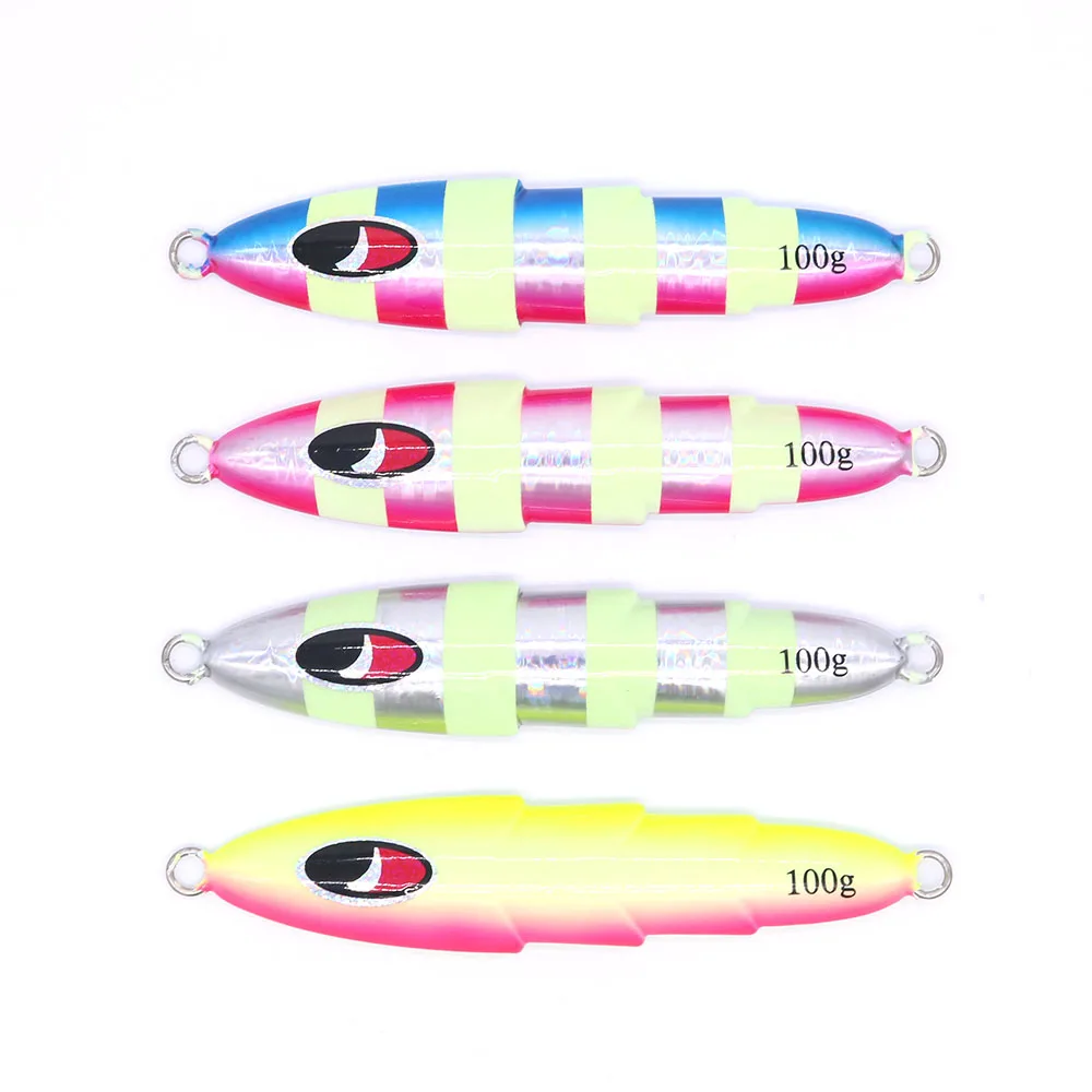 

CASTFUN 100g 150g 200g 4PCS/LOT Metal jig SLOW EMOTION SLIPPY Luminous Bait Fishing Lure Deep Sea Jigging Lure