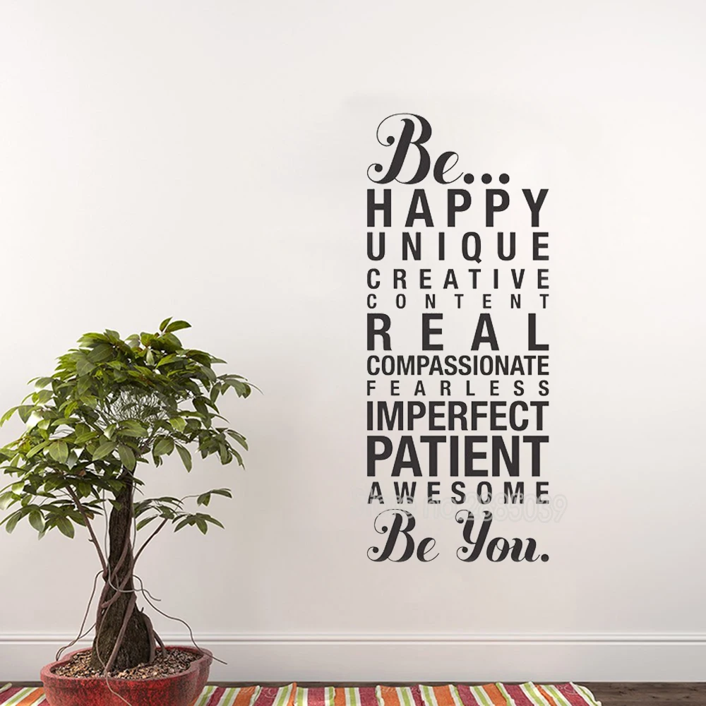 Be...Happy Unique Wall Sticker Bedroom Romantic Text Mural Available Different Colors Vinyl Wallpaper Creative Home Decor LC213
Be...Happy Unique Wall Sticker Bedroom Romantic Text Mural Available Different Colors Vinyl Wallpaper Creative Home Decor LC213