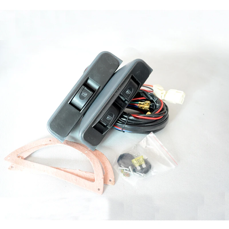 Universal Crescent Style Power Window switches 12v with Holder and wire Harness 3pcs per set Harness #J-3436
Universal Crescent Style Power Window switches 12v with Holder and wire Harness 3pcs per set Harness #J-3436