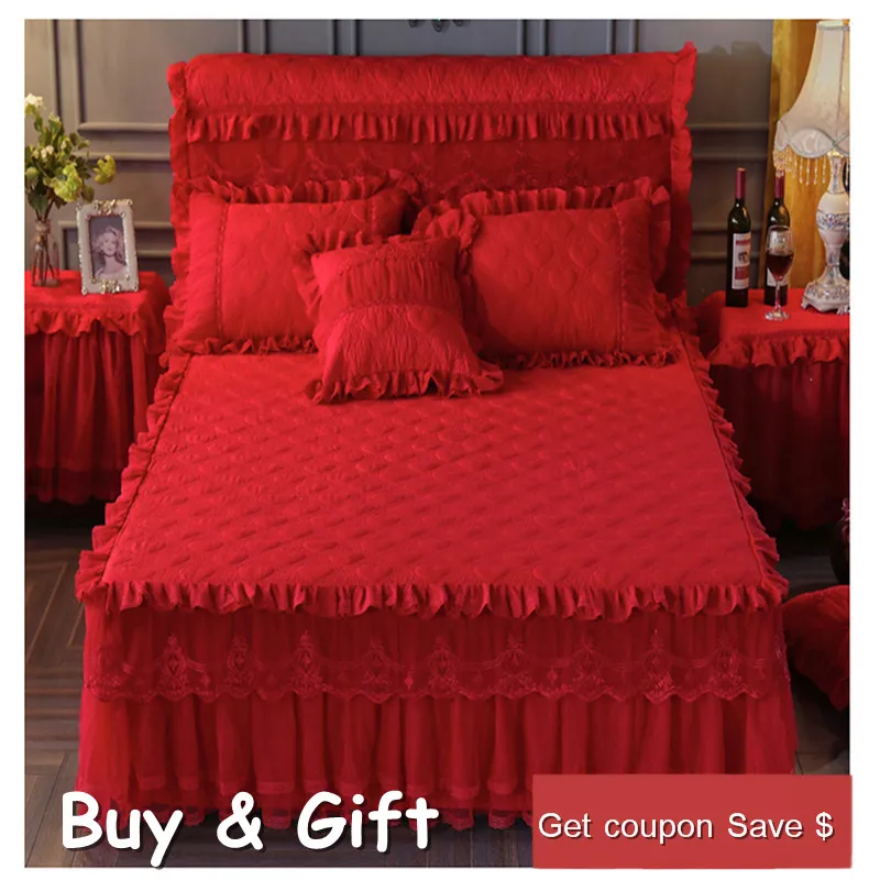 Fast shipping high quality 3pcs Princess lace sheet lace bedskirt bed mattress cover and pillowcas warm quilted padded bedcover
Fast shipping high quality 3pcs Princess lace sheet lace bedskirt bed mattress cover and pillowcas warm quilted padded bedcover