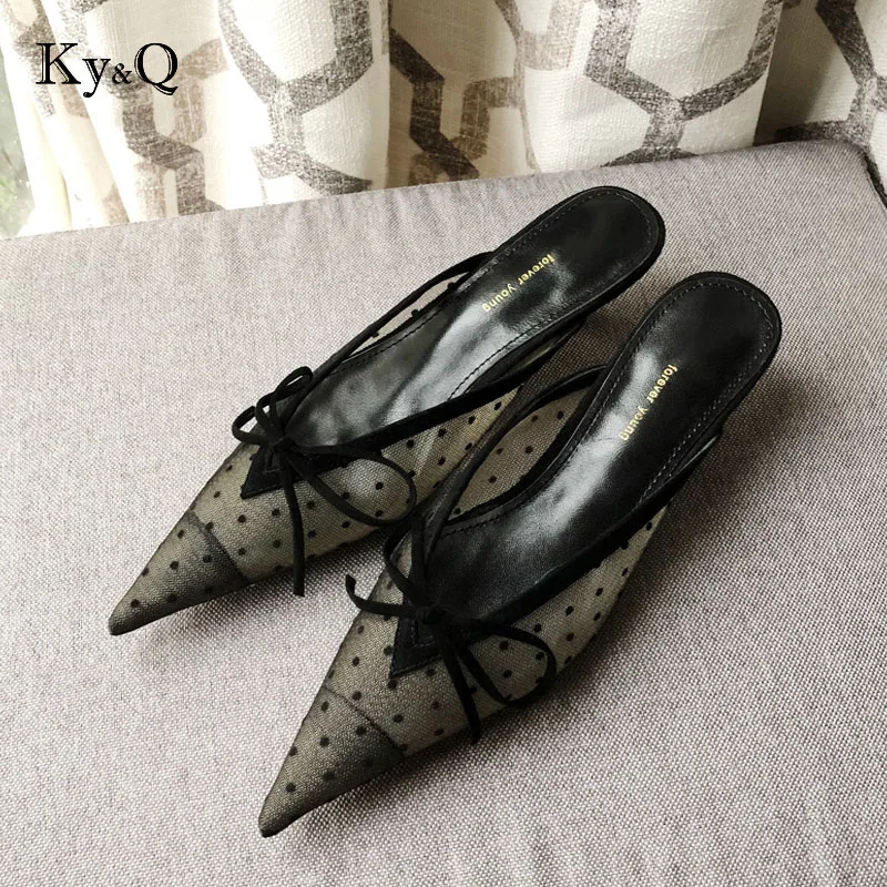 Woman Shoes Pointed Toe Slippers Summer Polka Dot Slides Bow Med Heels Mules Hollow Out Sandals Women High Heels White Black
Woman Shoes Pointed Toe Slippers Summer Polka Dot Slides Bow Med Heels Mules Hollow Out Sandals Women High Heels White Black
