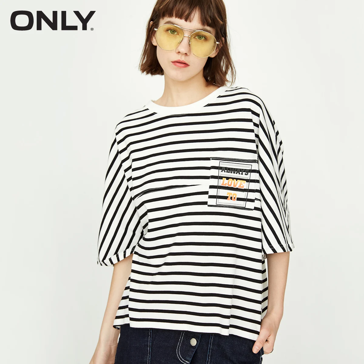 ONLY 2019 Spring and Summer Women's Loose Fit 100% Cotton Letter Patch Low-high Elbow Sleeves T-shirt |118330508
ONLY 2019 Spring and Summer Women's Loose Fit 100% Cotton Letter Patch Low-high Elbow Sleeves T-shirt |118330508