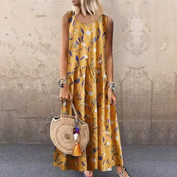 Vantage Sleeveless Floral Linen Dress Women Plus Size Summer Casual Sexy Ladies Yellow Bohemian Long Dresses Vestidos Largos C
Vantage Sleeveless Floral Linen Dress Women Plus Size Summer Casual Sexy Ladies Yellow Bohemian Long Dresses Vestidos Largos C