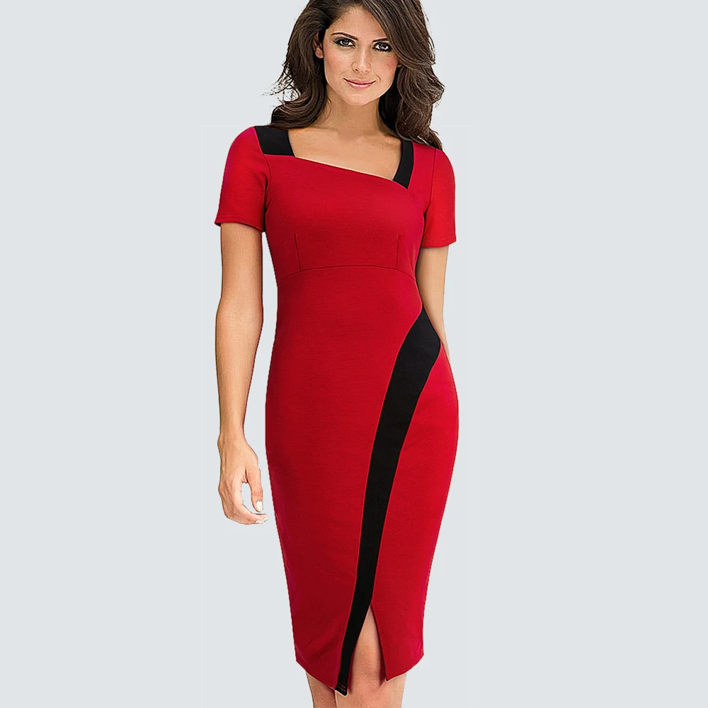 Women Sheath Patchwork Split Work Office Summer Dress Casual Colorblock Bodycon Lady Pencil Dress HB442
Women Sheath Patchwork Split Work Office Summer Dress Casual Colorblock Bodycon Lady Pencil Dress HB442