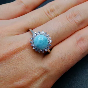 Natural Dominica Larimar Ring 925 Sterling Silver Jewelry Round 8mm Larimar Stone Cbuic Zircon Engagement Wedding Rings
Natural Dominica Larimar Ring 925 Sterling Silver Jewelry Round 8mm Larimar Stone Cbuic Zircon Engagement Wedding Rings