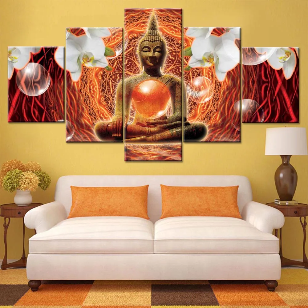 Canvas Art Printed Modern Wall Pictures Buddhist Zen Flower Modular Hd Decoration Living Room Framework Painting Poster | Дом и сад