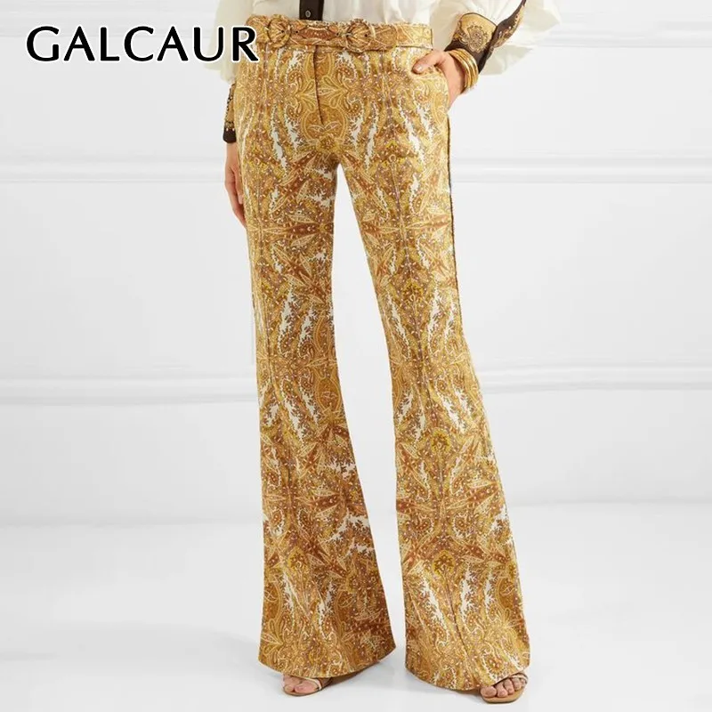 GALCAUR Vintage Print Trousers For Women High Waist With Sashes Slim Flare Pants Female Fashion Clothes 2019 Summer New Tide
GALCAUR Vintage Print Trousers For Women High Waist With Sashes Slim Flare Pants Female Fashion Clothes 2019 Summer New Tide