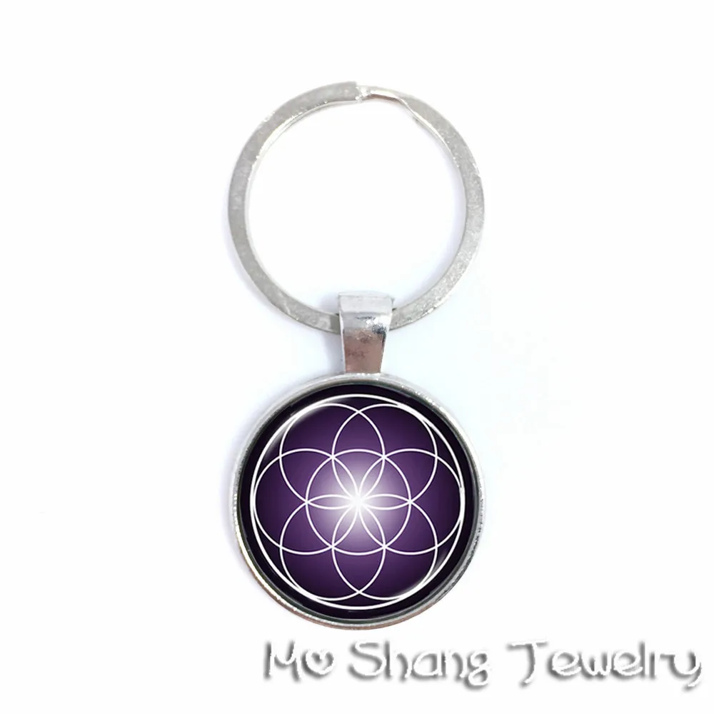 Mandrake Glass Jewels Key Chain Trendy Chakra Mandala Geometric pattern Combination Picture Gift For Family | Украшения и