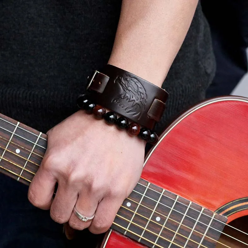 LASPERAL 2018 Male Punk Eagle Leather Bracelet Men Vintage Rock Style Black Brown Imprint Wide Bracelets Bangles Jewelry
LASPERAL 2018 Male Punk Eagle Leather Bracelet Men Vintage Rock Style Black Brown Imprint Wide Bracelets Bangles Jewelry