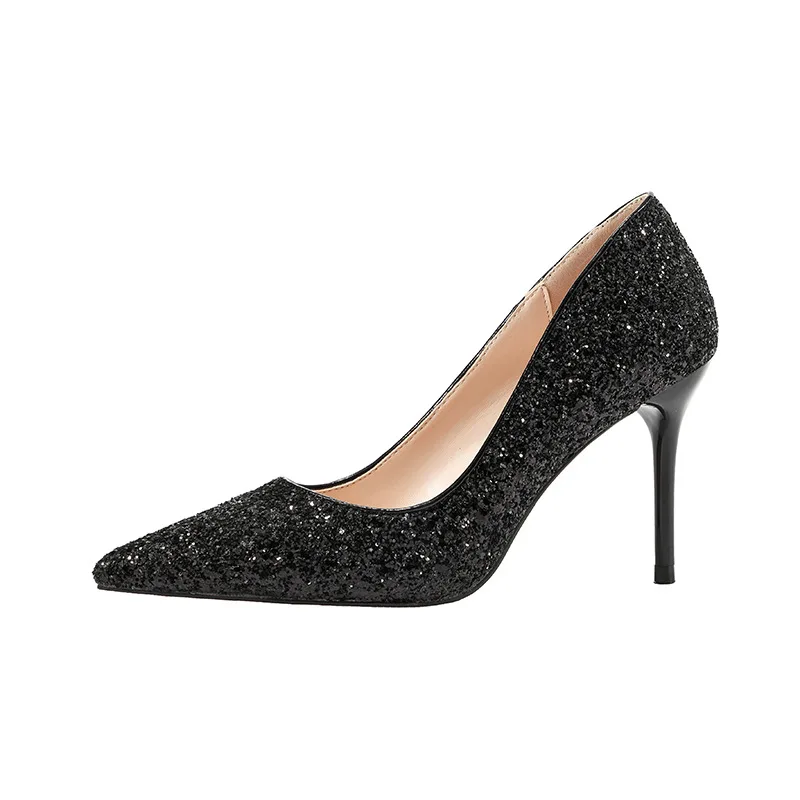 2019 spring and autumn new sexy pointed high heels sequined women's shoes stiletto pointed high heels black ljj 0510
2019 spring and autumn new sexy pointed high heels sequined women's shoes stiletto pointed high heels black ljj 0510