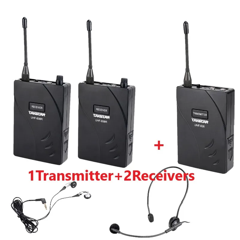 Takstar UHF-938/ UHF 938 frequency Wireless Tour Guide System 50m Operat Range 1 Transmitter+ 2 Receivers for guiding | Электроника