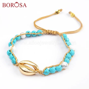 BOROSA 5/10PCS Handcrated Jewelry Natural Cowrie Shell Faceted 6mm Blue Howlite Beads Adjustable Rope Bracelet Jewelry HD0001
BOROSA 5/10PCS Handcrated Jewelry Natural Cowrie Shell Faceted 6mm Blue Howlite Beads Adjustable Rope Bracelet Jewelry HD0001
