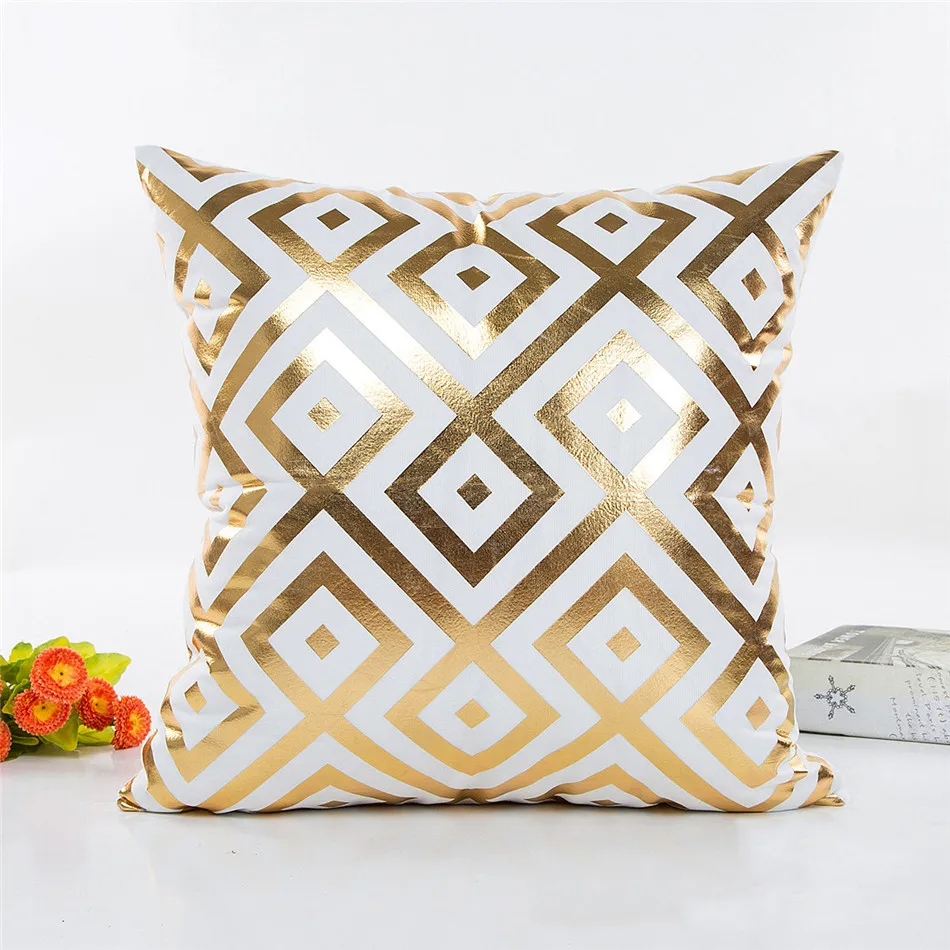 Bronzing Cushion Cover Geometry Pineapple Printed Pillow Case Cover Luxury Sequin Gold Bedroom Home Sofa Decorative Pillowcase (2)
