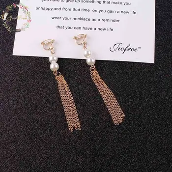 Korean Long tassel pearl clip on earrings women Earrings no pierced ears elegant vintage female gift the bridal jewelry
Korean Long tassel pearl clip on earrings women Earrings no pierced ears elegant vintage female gift the bridal jewelry