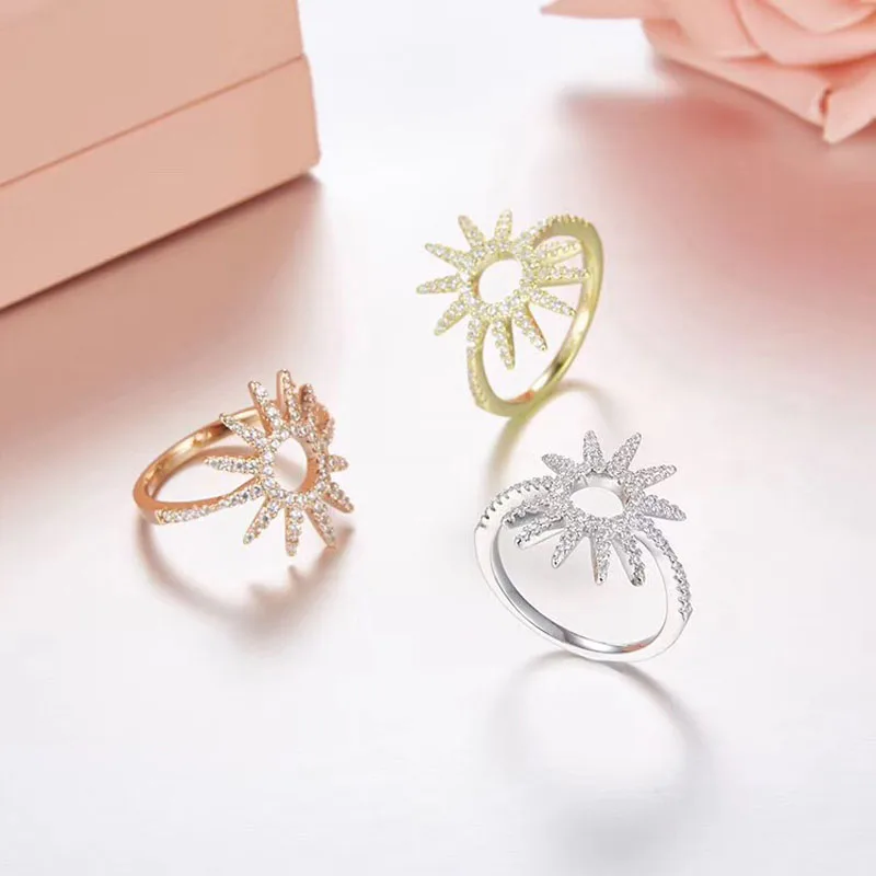 SLJELY Real 925 Sterling Silver 3 Gold Colors Sun Gear Finger Rings Mircon Cubic Zirconia Stones Women Fashion Brand Jewelry
SLJELY Real 925 Sterling Silver 3 Gold Colors Sun Gear Finger Rings Mircon Cubic Zirconia Stones Women Fashion Brand Jewelry