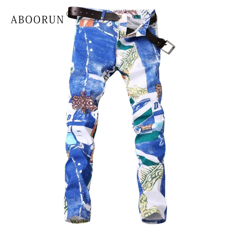 ABOORUN Fashion Printed Jeans Men's Skinny Elastic Pencil Jeans Nightclub Hairstylist Brand Long Trousers Male Pants 
ABOORUN Fashion Printed Jeans Men's Skinny Elastic Pencil Jeans Nightclub Hairstylist Brand Long Trousers Male Pants