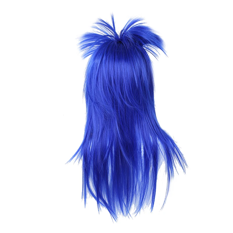 1980s 80/'s Punk Rock Chick Multi Colour Mullet Wig Womens Fancy Dress Costume