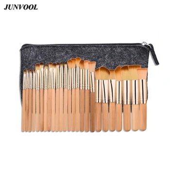 

Brown Beauty Make Up Brushes Set 25pcs Foundation Blusher Powder Eyeshadow Blending Eyebrow Eyeliner Lip Brush with Makeup Bag