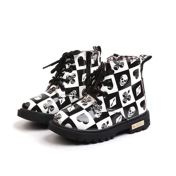 Fashion Children Martin Boots PU Leather Kids Shoes Boys Rain Boots Waterproof Printing Poker Lattice Girls Sneakers 
Fashion Children Martin Boots PU Leather Kids Shoes Boys Rain Boots Waterproof Printing Poker Lattice Girls Sneakers