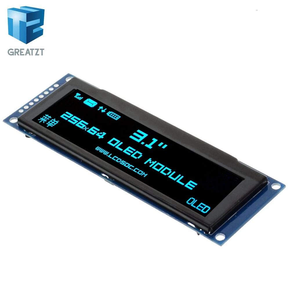 

GREATZT Real OLED Display 3.12" 256*64 25664 Dots Graphic LCD Module Display Screen LCM Screen SSD1322 Controller Support SPI