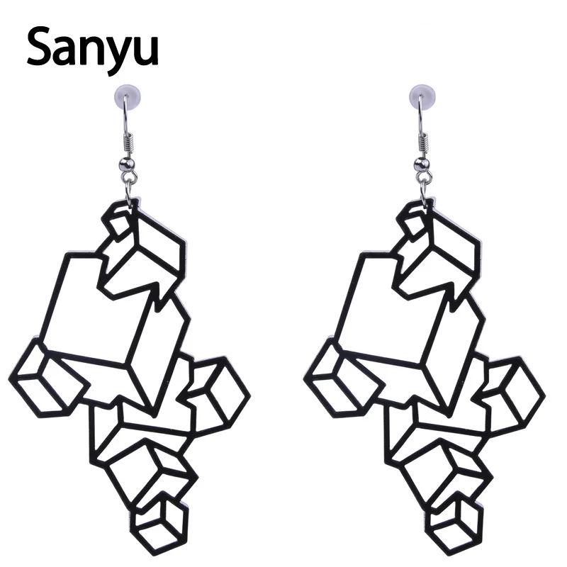 Fashion Hollow Out Rectangular Geometric Black Acrylic Drop Earrings Space Interspersed Modern Design Cool Punk Dangle Earrings
Fashion Hollow Out Rectangular Geometric Black Acrylic Drop Earrings Space Interspersed Modern Design Cool Punk Dangle Earrings