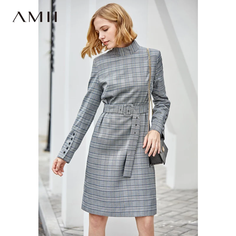 Amii Minimalist Women Dresses Spring 2019 England Style Plaid Belt Turtleneck Empire Elegant Female Dresses
Amii Minimalist Women Dresses Spring 2019 England Style Plaid Belt Turtleneck Empire Elegant Female Dresses