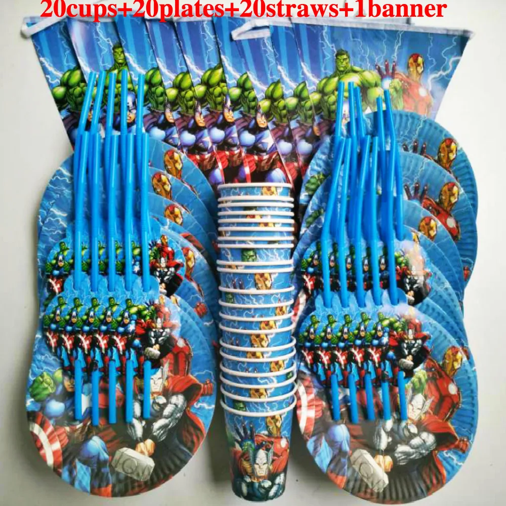 61pcs 20 person happy birthday kids The Avengers baby shower party decoration set banner table cloth straws cup plates supplier
61pcs 20 person happy birthday kids The Avengers baby shower party decoration set banner table cloth straws cup plates supplier
