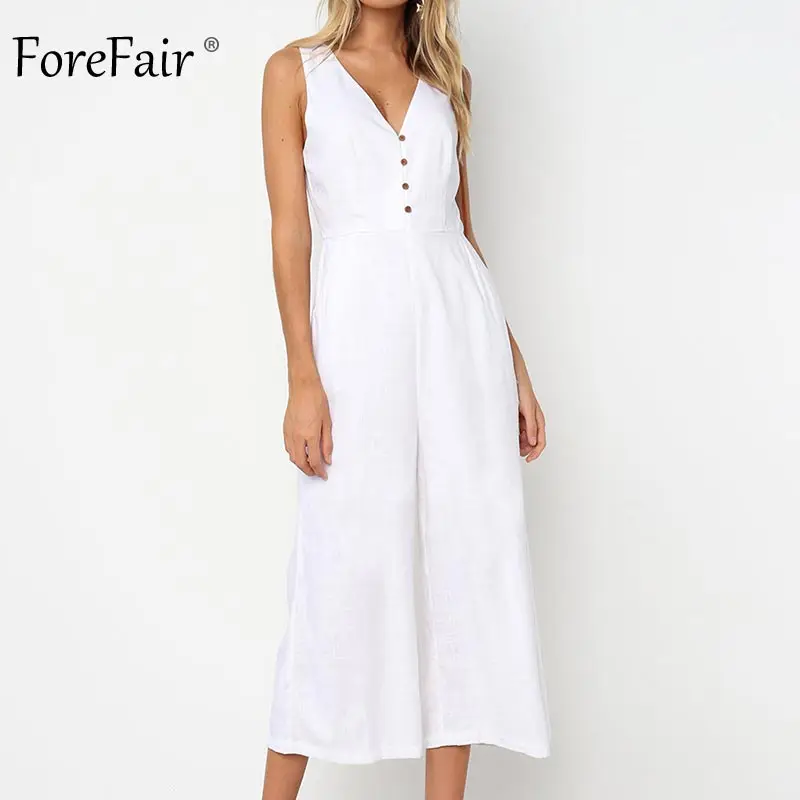 Forefair Summer Casual Linen Jumpsuit for Women Rompers Sleeveless V Neck Office Bell Bottom Empire Black White Sexy Jumpsuit
Forefair Summer Casual Linen Jumpsuit for Women Rompers Sleeveless V Neck Office Bell Bottom Empire Black White Sexy Jumpsuit