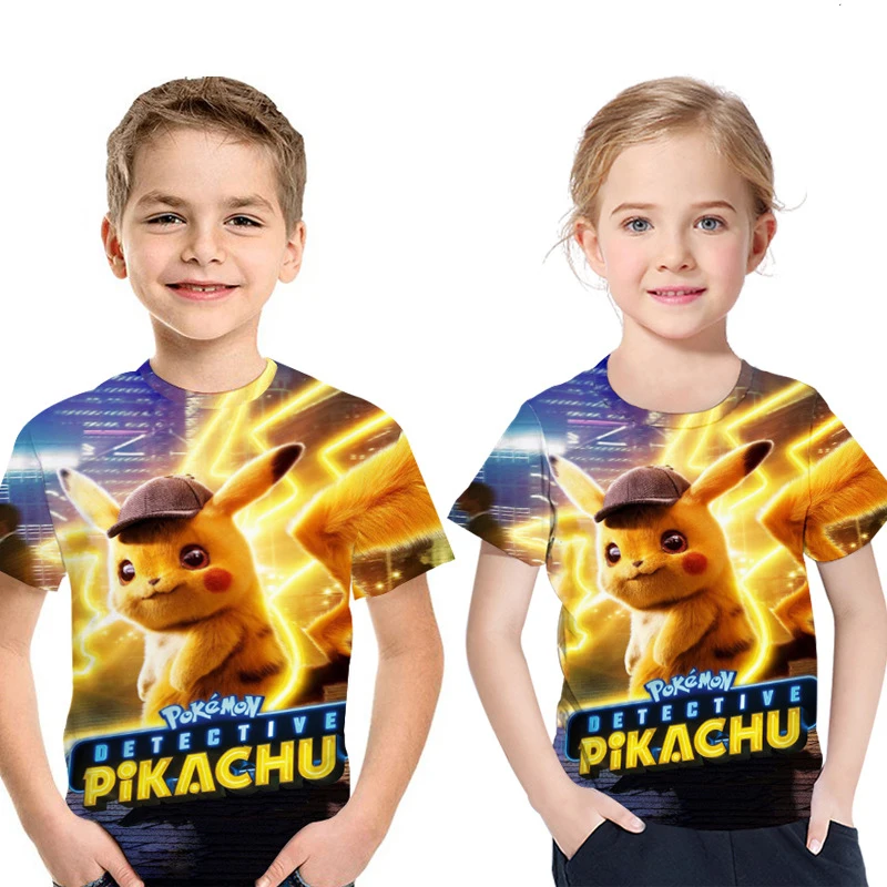 Детская футболка с 3D принтом Pokemon Detective Pikachu коллекция 2019 года модная летняя