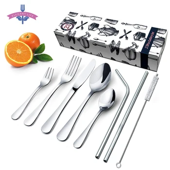 23PCS Cutlery Set Portable Dinnerware Set Utensils Stainless Steel Fork Knife Spoon Straw with Cleaning Brush for Travel Picnic
23PCS Cutlery Set Portable Dinnerware Set Utensils Stainless Steel Fork Knife Spoon Straw with Cleaning Brush for Travel Picnic