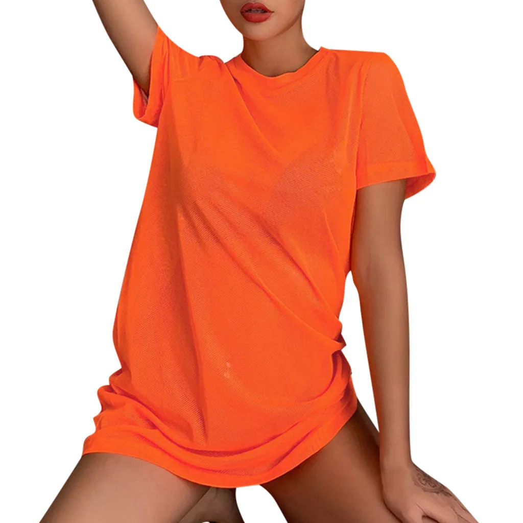 2019 Women Beach Dress Summer Sexy Polyester Loose Orange Round-Collar Short-Sleeved Hollow-Out Perspective Dress L702
2019 Women Beach Dress Summer Sexy Polyester Loose Orange Round-Collar Short-Sleeved Hollow-Out Perspective Dress L702
