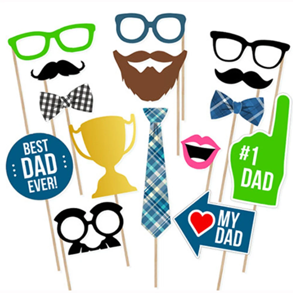 15 шт. Father's Day Фотокабины реквизит с принтом Я люблю папу лучший папа Бумага