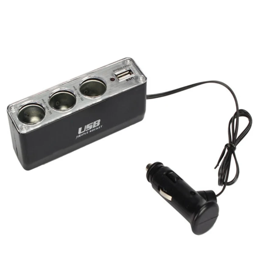 12V / 24V Creative Design USB Charger Supply+Triple Sockets Car Cigarette Lighter Splitter Top Quality Car-Styling CFR
12V / 24V Creative Design USB Charger Supply+Triple Sockets Car Cigarette Lighter Splitter Top Quality Car-Styling CFR