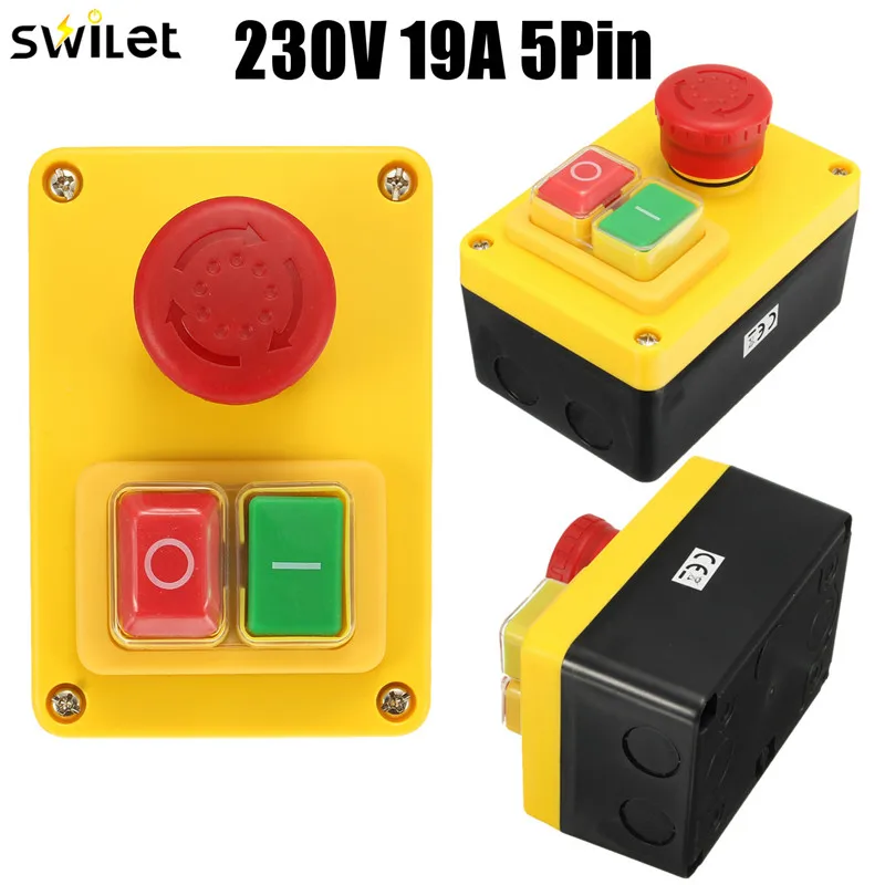 New 1PC 230V 16A 5 Pin NVR Emergency Stop Push Button Switch Motor Stop/Start Switch Best Quality
New 1PC 230V 16A 5 Pin NVR Emergency Stop Push Button Switch Motor Stop/Start Switch Best Quality