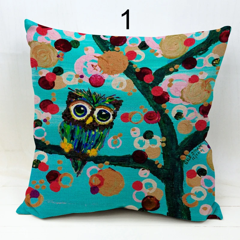 Image Factory outlet lumbar pillow cover 45x45cm with zipper cotton sofa decoration cushion cover Owl printed cushion cover cojin