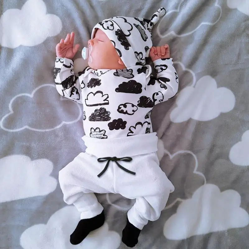 3Pcs/Suit 2019 New Style Autumn Baby Clothing Set Infant Cartoon Cloud Top+Pants+Hat Newborn Baby Boy Girl Outfits Clothes Set
3Pcs/Suit 2019 New Style Autumn Baby Clothing Set Infant Cartoon Cloud Top+Pants+Hat Newborn Baby Boy Girl Outfits Clothes Set