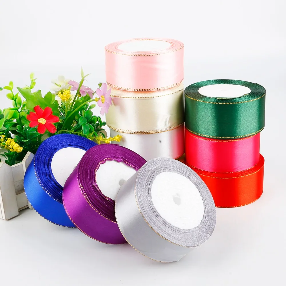 25 yards/roll 38mm Gold Edge Ribbon Grosgrain Satin Ribbons Gift Packing Ribbons For Wedding Christmas Party Decorations
25 yards/roll 38mm Gold Edge Ribbon Grosgrain Satin Ribbons Gift Packing Ribbons For Wedding Christmas Party Decorations