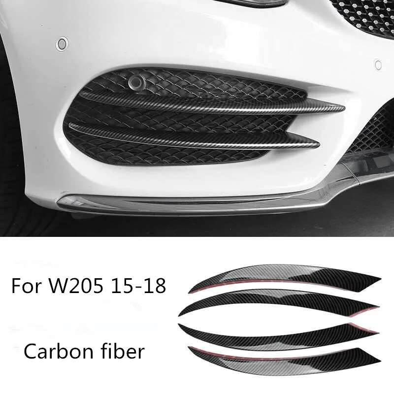 

For Mercedes Benz C Class W205 Car styling Front fog lamps cover grille slats lights Sticker decoration strips auto Accessories